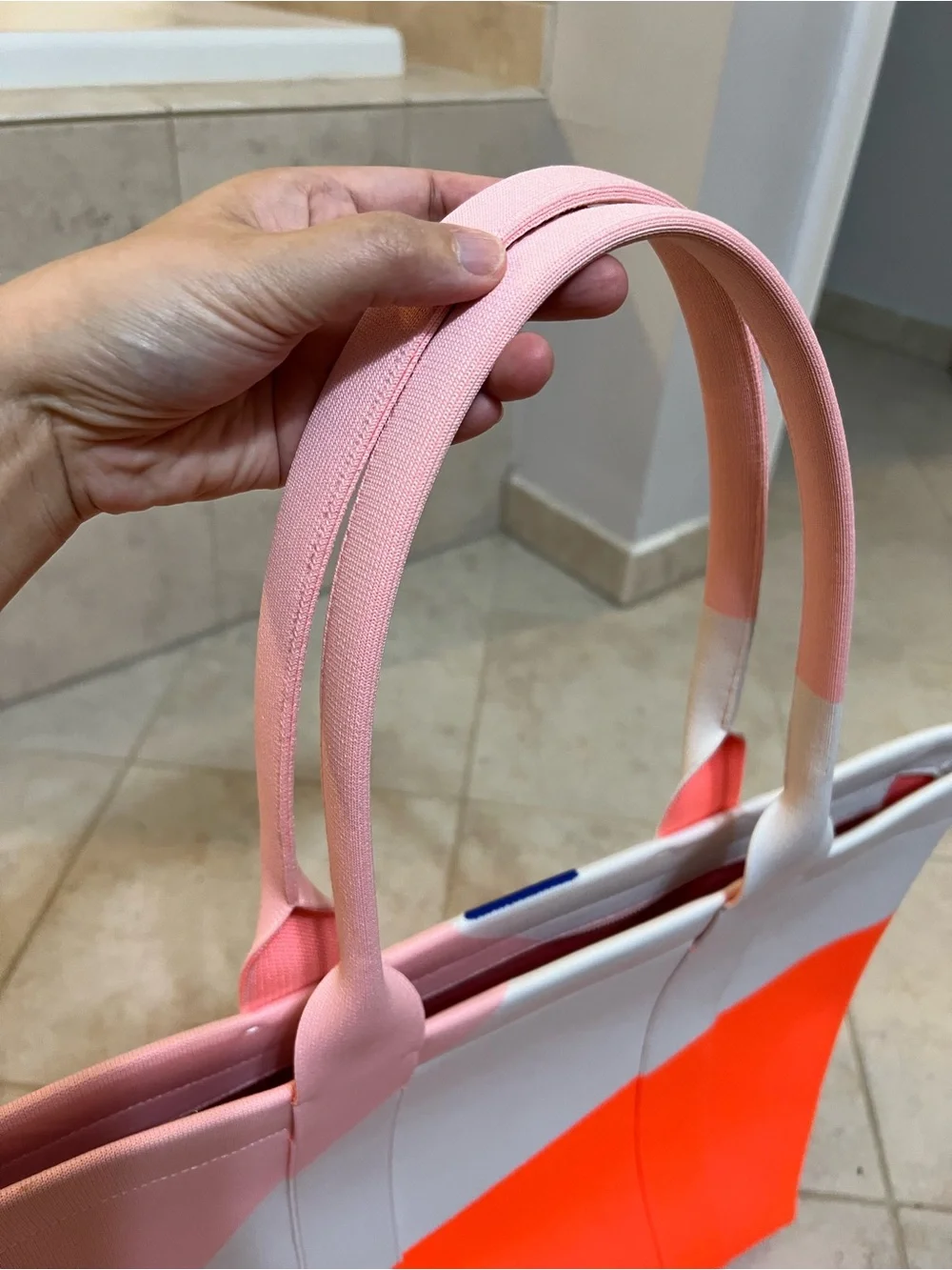 Rothy Pink, White & Orange Colorblock Tote Bag